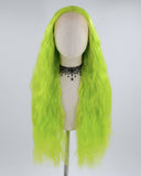 Neon Green Long Curly Synthetic Lace Front Wig WW413