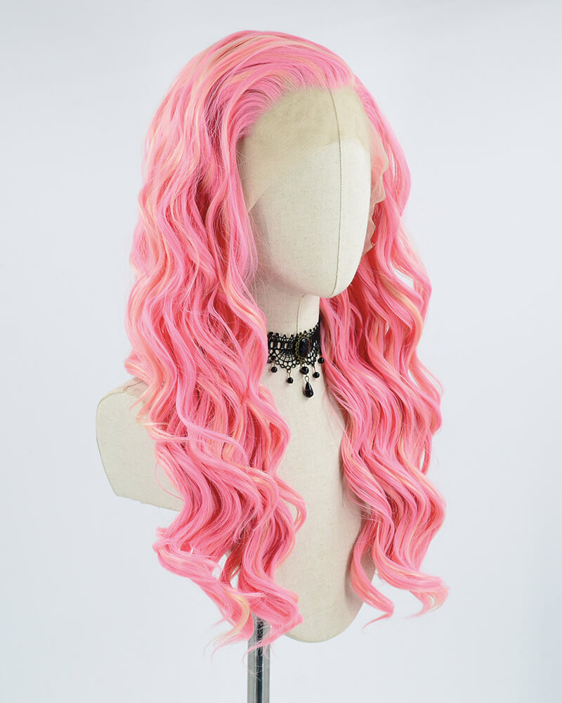 Pink Mixed Blonde Synthetic Lace Front Wig WW317