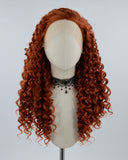 Auburn Red Long Curly Synthetic Lace Front Wig WW393