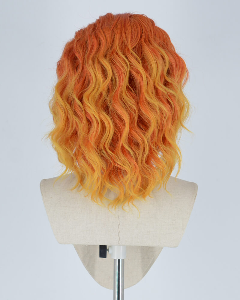 Short Curly Orange Synthetic Lace Front Wig WW016