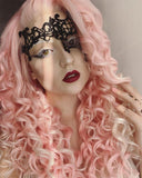 Long Pink Synthetic Lace Front Wig WW028