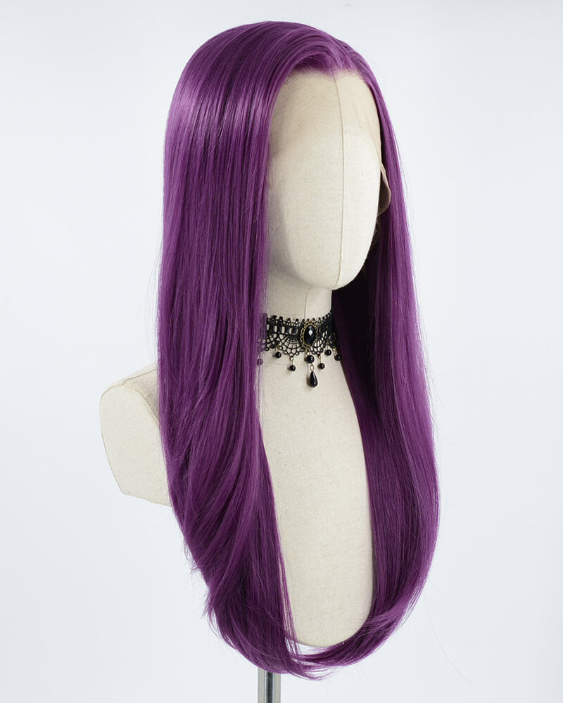 Straight Deep Purple Synthetic Lace Front Wig WW281