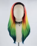 Ombre Yellow Green Synthetic Lace Front Wig WW435