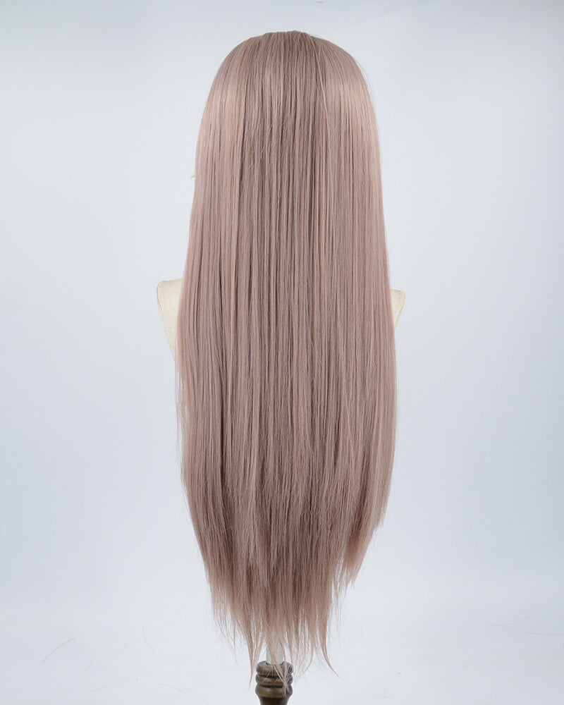 Dusty Pink Long Straight Synthetic Lace Front Wig WW474