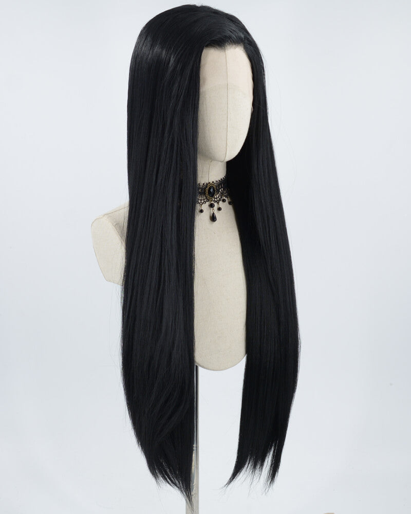 32 Inch Long Black Synthetic Lace Front Wig WW169