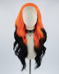 Orange Ombre Black Wavy Synthetic Lace Front Wig WW460