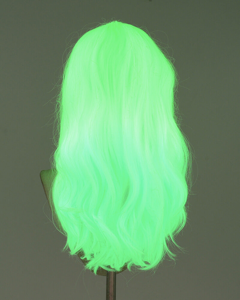 Glow in the Dark Tinsel Ombre Green Synthetic Lace Front Wig WW483