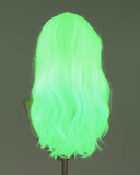 Glow in the Dark Tinsel Ombre Green Synthetic Lace Front Wig WW483