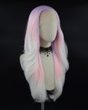 Glow in the Dark Purple Ombre Pink White Synthetic Lace Front Wig WW451