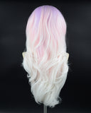 Glow in the Dark Purple Ombre Pink White Synthetic Lace Front Wig WW451