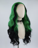 Green Black Synthetic Lace Front Wig WW468