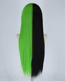 Half Black Half Green Synthetic Wig HW107