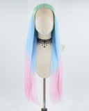 Ombre Blue Pink Synthetic Lace Front Wig WW382