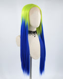 Green Ombre Blue Straight Synthetic Lace Front Wig WW466