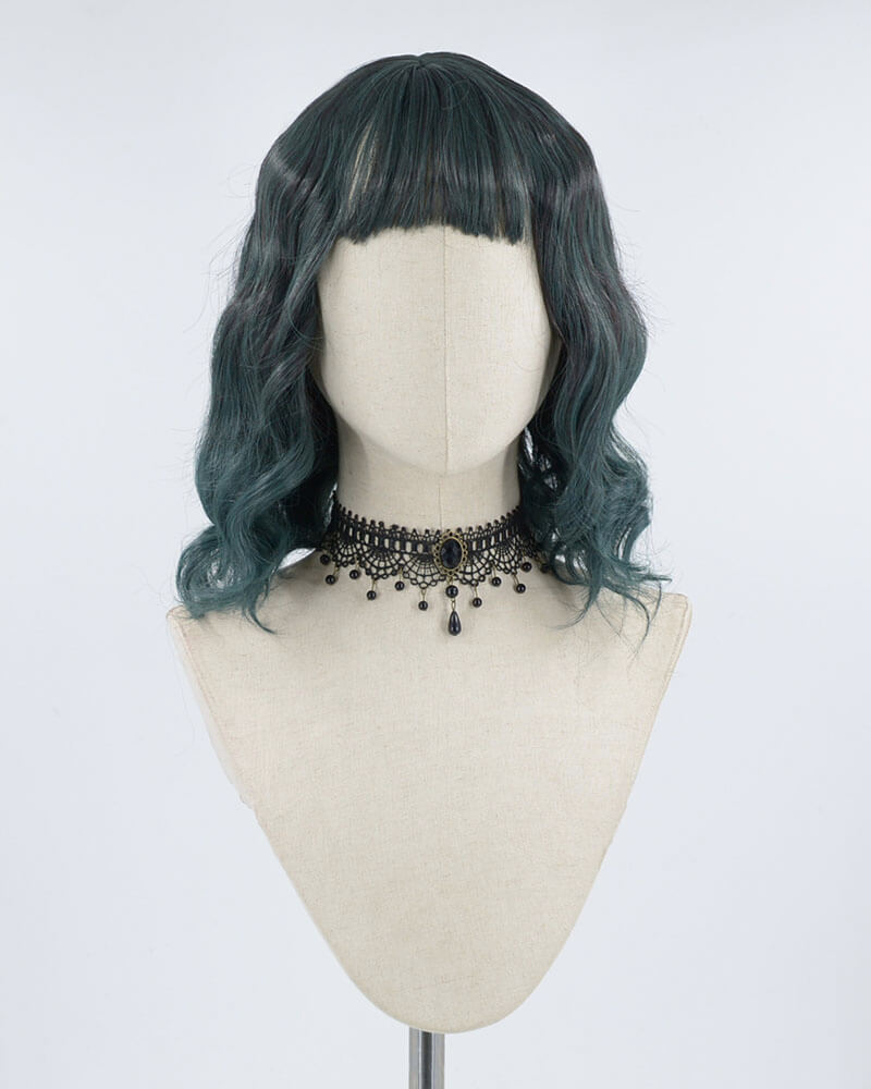 Ombre Green Curly Synthetic Wig HW140