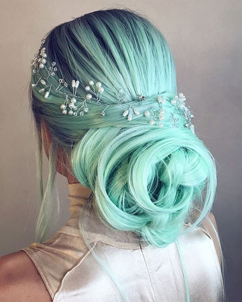 Ombre Green Synthetic Lace Front Wig WT036
