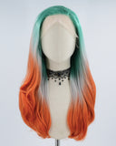 Green Ombre Copper Orange Synthetic Lace Front Wig WW439