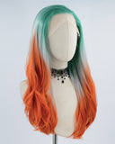 Green Ombre Copper Orange Synthetic Lace Front Wig WW439