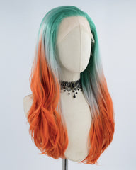 Green Ombre Copper Orange Synthetic Lace Front Wig WW439