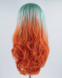 Green Ombre Copper Orange Synthetic Lace Front Wig WW439