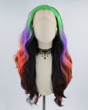 Green Ombre Purple Red Black Synthetic Lace Front Wig WW444