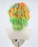 Orange Ombre Green Short Curly Synthetic Lace Front Wig WW493