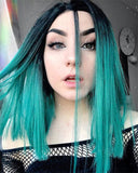 Green Short Synthetic Lace Front Wig WT008