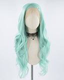 Long Green Blue Synthetic Lace Front Wig WT020