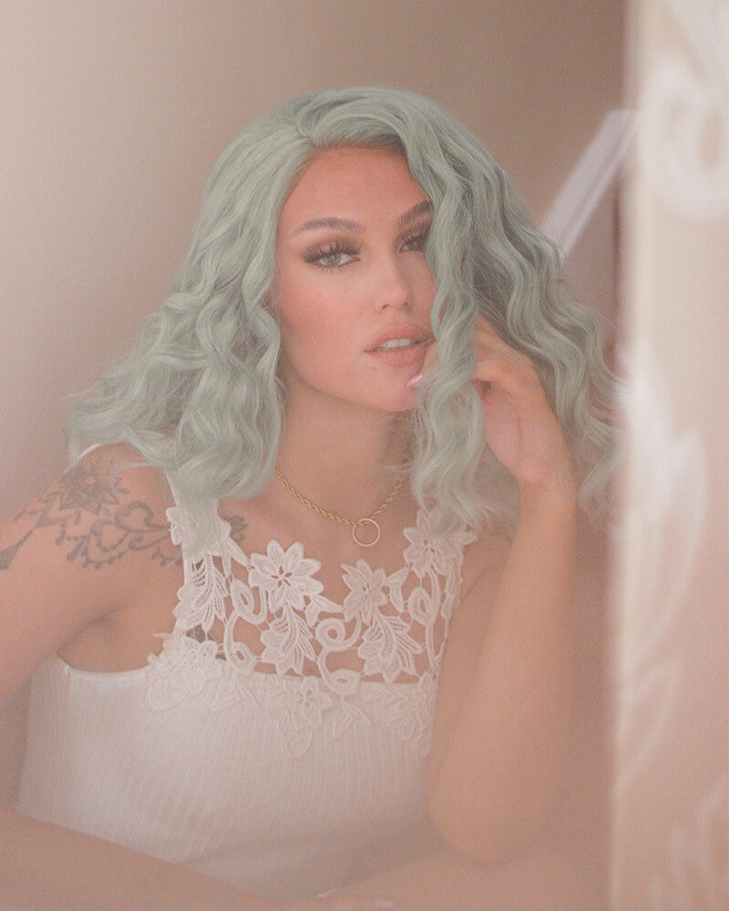 Green Curly Short Synthetic Lace Front Wig WT113