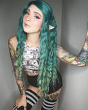 Curly Ombre Green Synthetic Lace Front Wig WT132