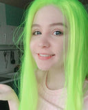 Neon Green Straight Synthetic Lace Front Wig WW071