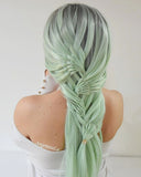 Ombre Green Synthetic Lace Front Wig WT036