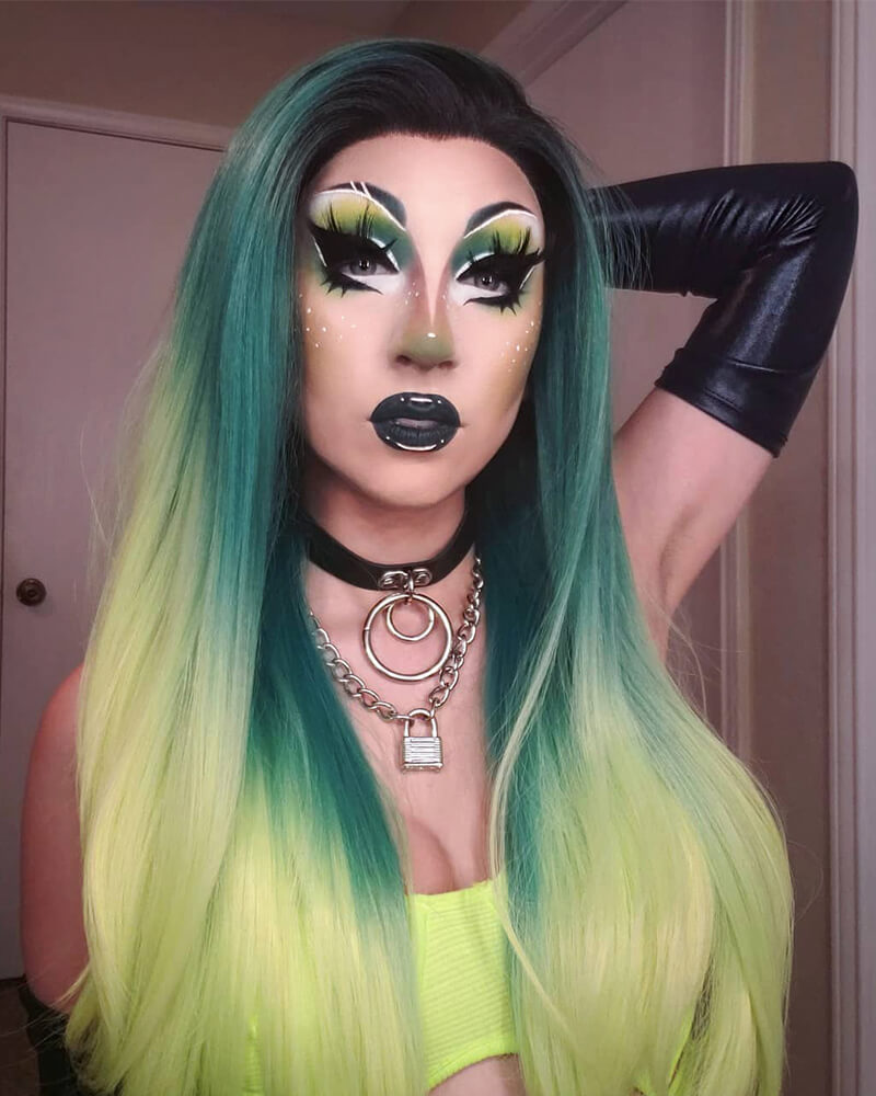 Ombre Green Synthetic Lace Front Wig WW122