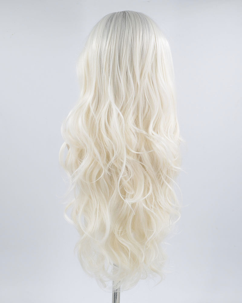 Gray Ombre Platinum Blonde Synthetic Lace Front Wig WW403