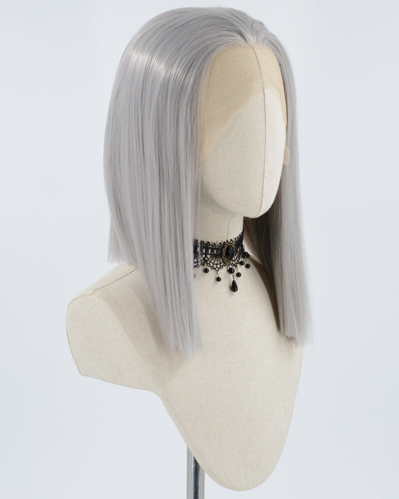 Straight Silver Grey Synthetic Lace Front Wig WT203