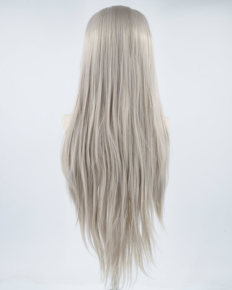 Straight Long Gray Synthetic Lace Front Wigs WT005