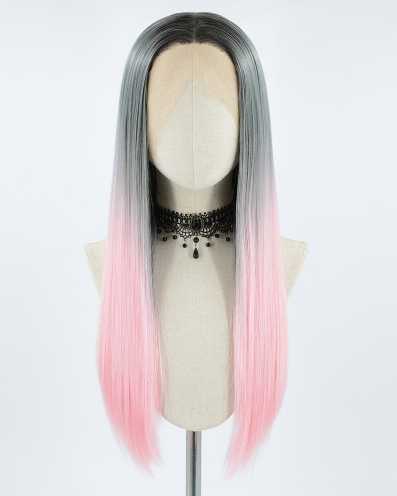 Ombre pink Synthetic Lace Front Wig WT090