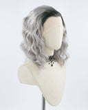 Ombre Gray Curly Synthetic Lace Front Wig WW009