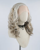 Grey Streaked Brown Synthetic Lace Front Wig WW465