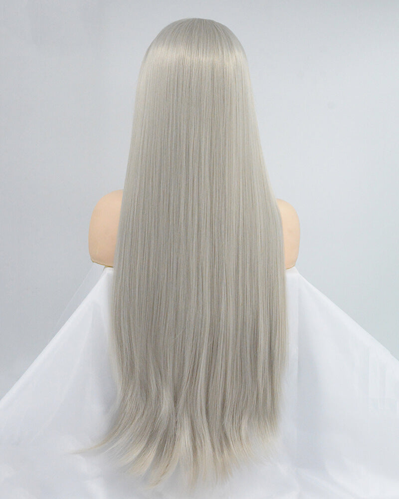 30 Inch Long Grey Synthetic Lace Front Wig WT150