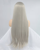 30 Inch Long Grey Synthetic Lace Front Wig WT150