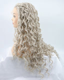 Long Gray Curly Synthetic Lace Front Wig WW027