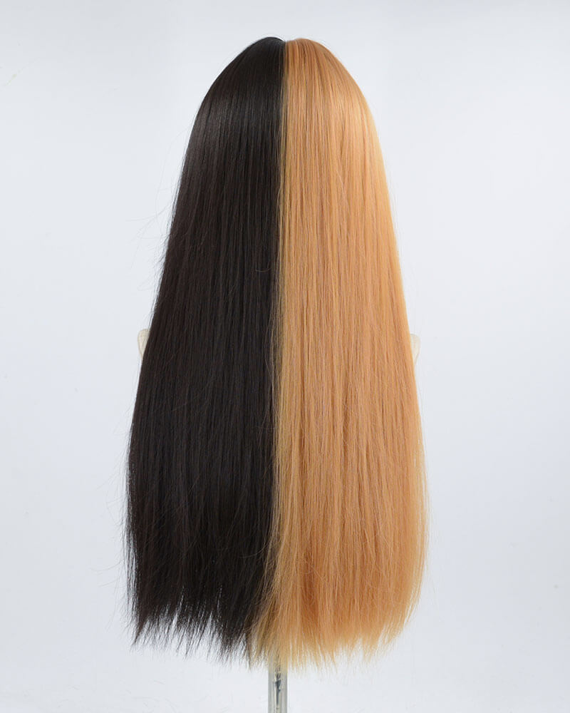 Half Black Half Brown Synthetic Wig HW143