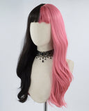 Half Black Half Pink Synthetic Lace Front Wig HW181