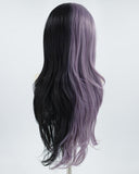 Half Purple Half Black Synthetic Lace Front Wig WT194