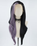 Half Purple Half Black Synthetic Lace Front Wig WT194