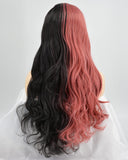 Half Black Half Pink Synthetic Lace Front Wig WT118