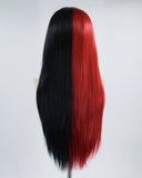 Half Red Half Black Synthetic Lace Front Wig WW366