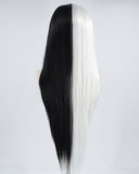 Half Black Half White Synthetic Lace Front Wig WW200