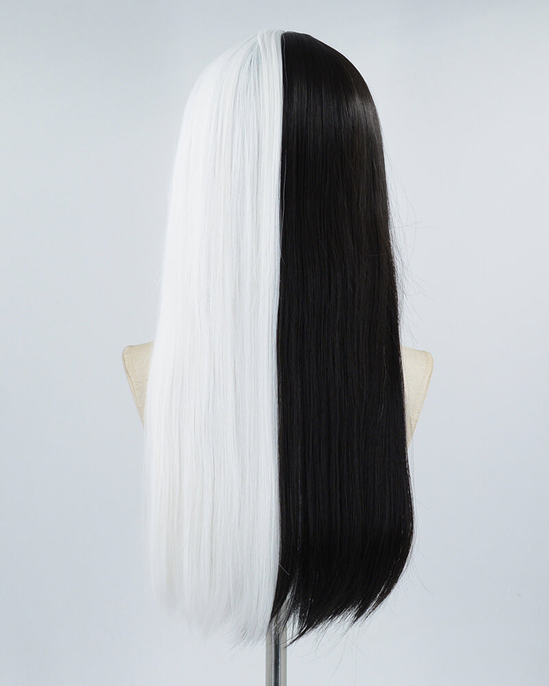 Half Black Half White Hard Front Wig HW001